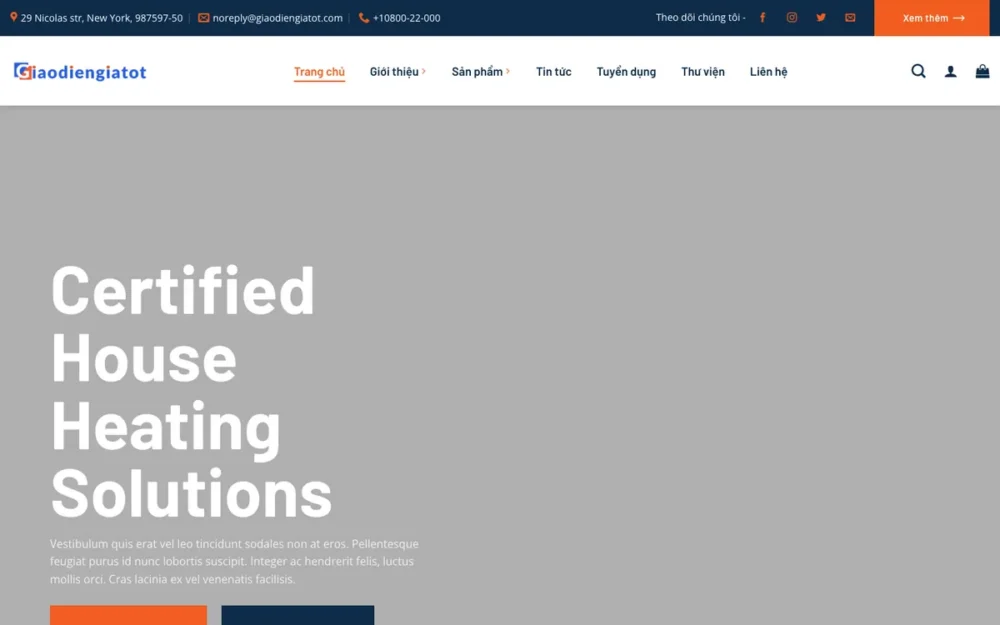 Mẫu Website Lắp Đặt Điều Hòa, Sưởi & Thông Gió – GIOITHIEU4