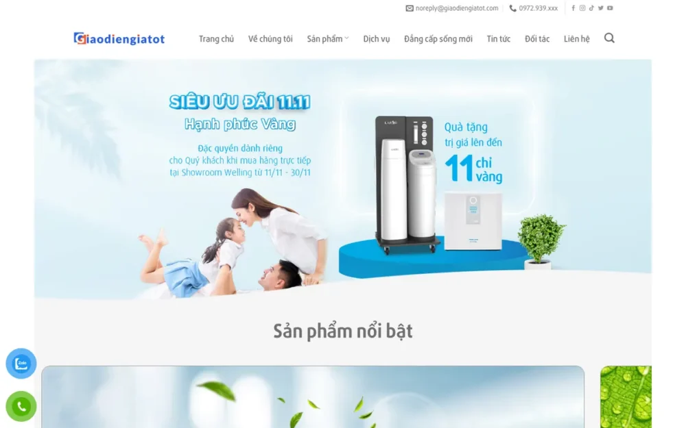 Mẫu Website Máy Lọc Nước Cao Cấp Phong Cách Sống – LOCNUOC3