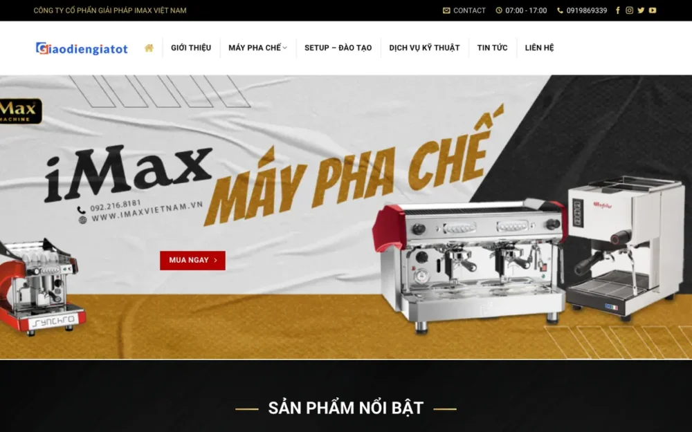 Mẫu Website Máy Pha Cà Phê & Setup Quán – IMAXVIETNAM