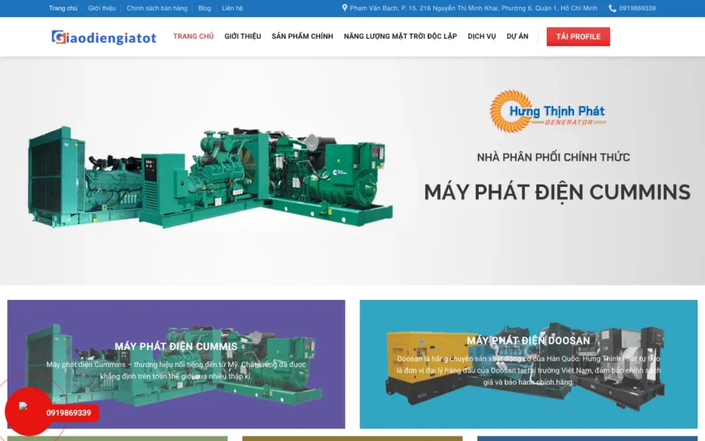 Mẫu Website Máy Phát Điện Công Nghiệp & Cho Thuê – MAYPHATDIEN