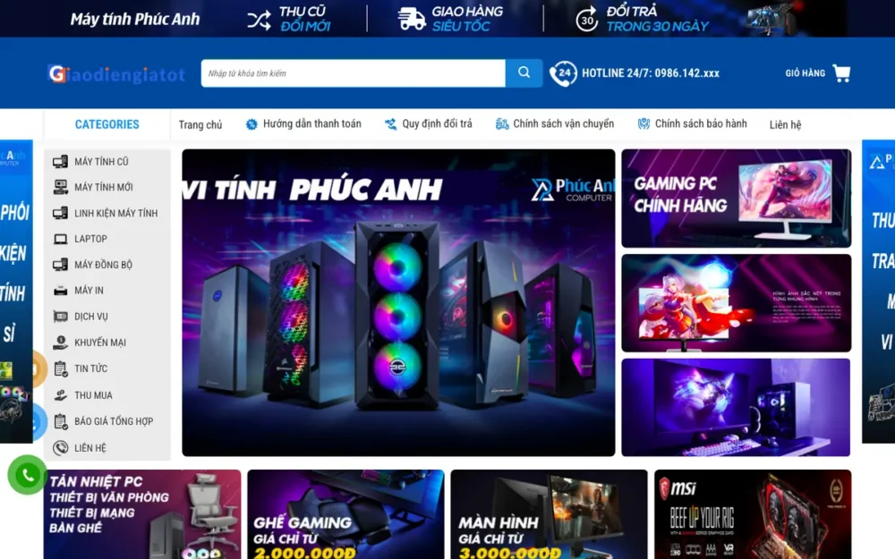 Mẫu Website Máy Tính Cũ Mới Kèm Dịch Vụ Sửa Chữa – MAYTINH
