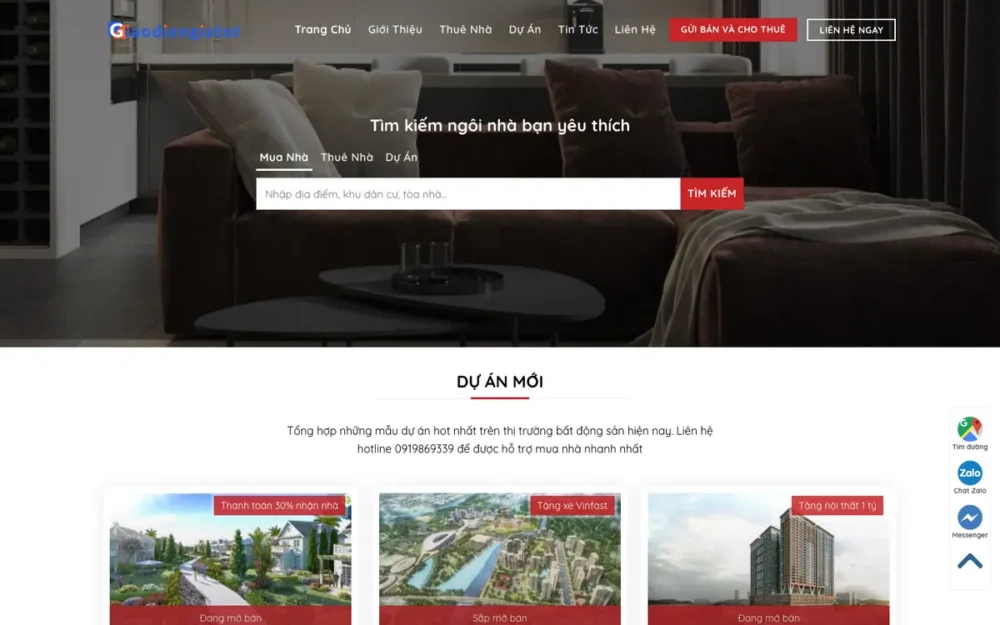 Mẫu Website Môi Giới Mua Bán, Cho Thuê Căn Hộ – BDS10