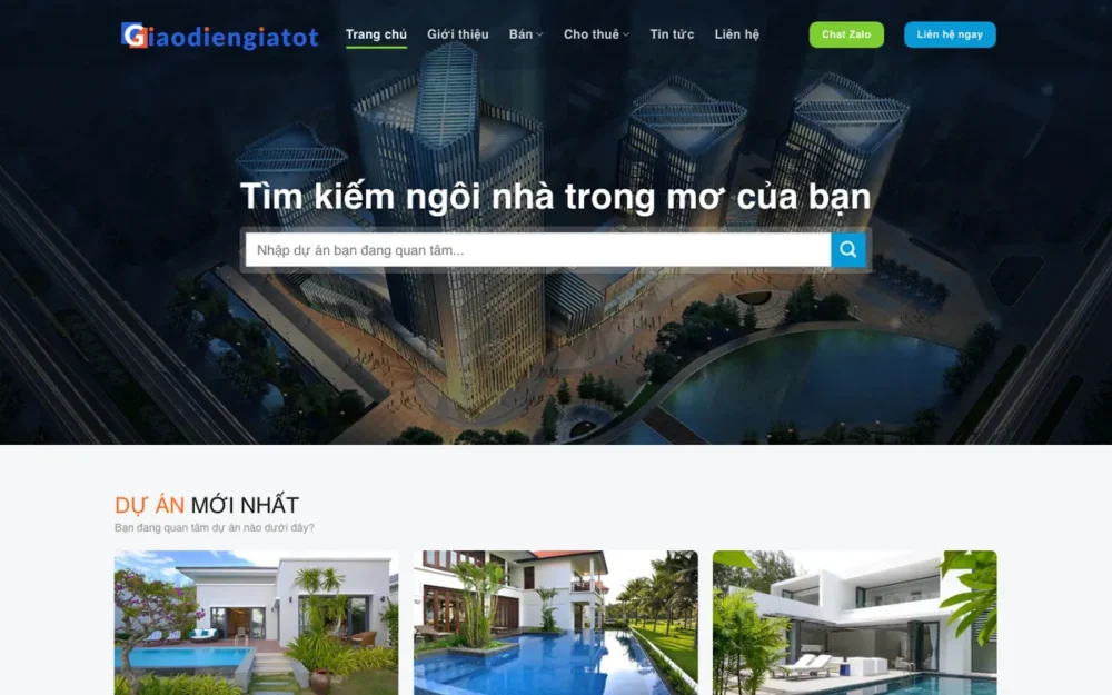 Mẫu Website Mua Bán, Cho Thuê Biệt Thự Căn Hộ – BDS16