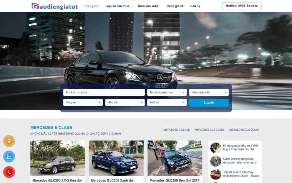 Mẫu Website Mua Bán Xe Sang Lướt, Xe Cũ – MEC