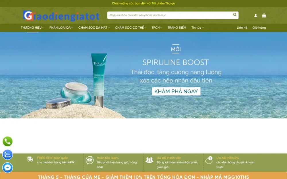 Mẫu Website Mỹ Phẩm Spa Cao Cấp, Lọc Theo Loại Da – MYPHAMTHALGO
