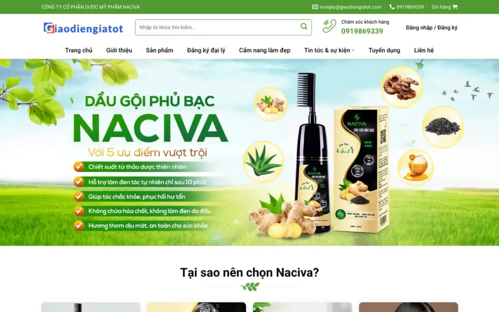Mẫu Website Mỹ Phẩm Thảo Dược, Dầu Gội Phủ Bạc – DAUGOIDAU