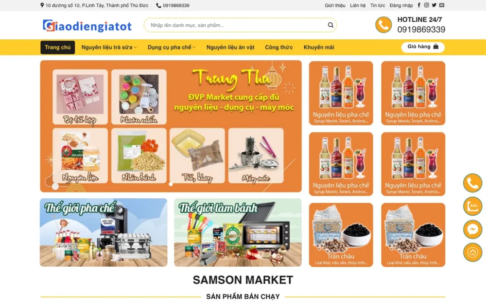 Mẫu Website Nguyên Liệu Pha Chế Trà Sữa – SHOPNGUYENLIEU