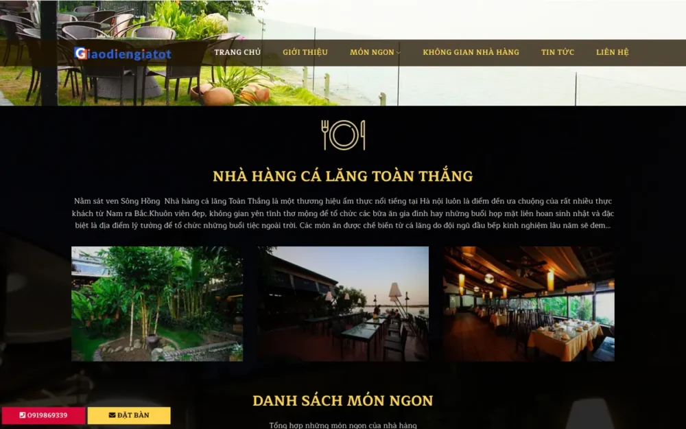 Mẫu Website Nhà Hàng Cá Lăng Tông Tối, Đặt Bàn – NHAHANG2