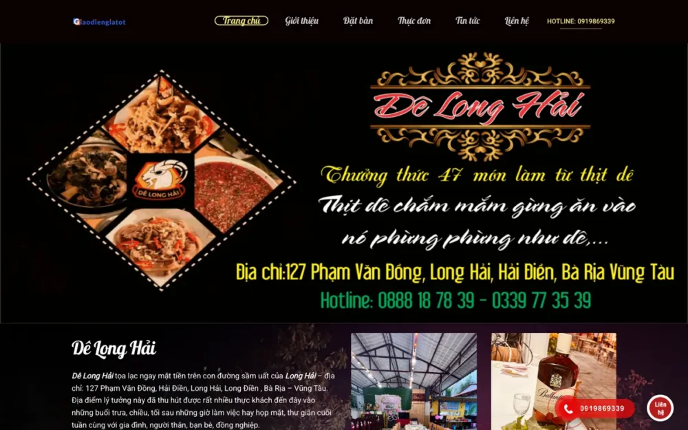 Mẫu Website Nhà Hàng Món Dê Đặt Bàn Online – QUANDE