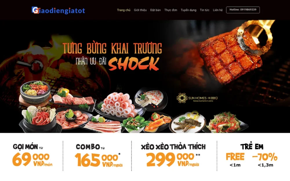 Mẫu Website Nhà Hàng Thịt Nướng Hàn Quốc – BBQ