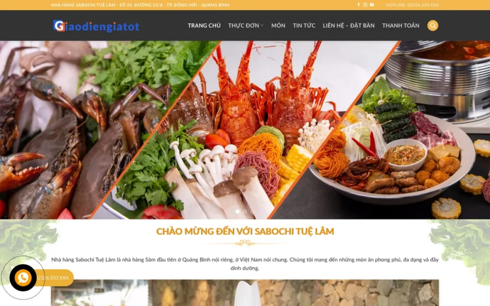 Mẫu Website Nhà Hàng Nhiều Thực Đơn, VIP Và Beer Garden – NHAHANG4