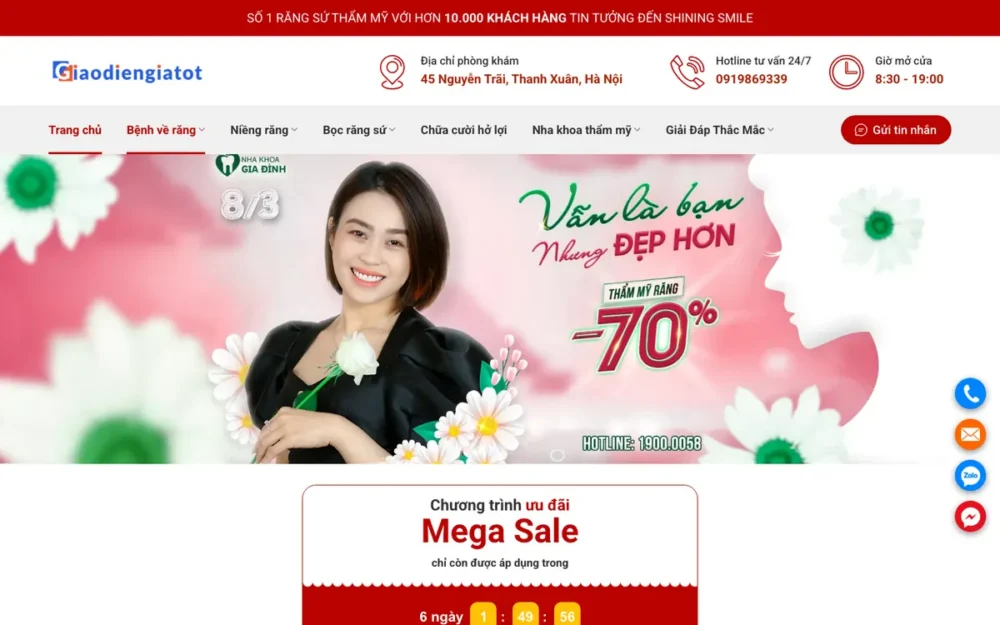 Mẫu Website Nha Khoa Bảng Giá Răng Sứ Tông Đỏ – NHAKHOANEW