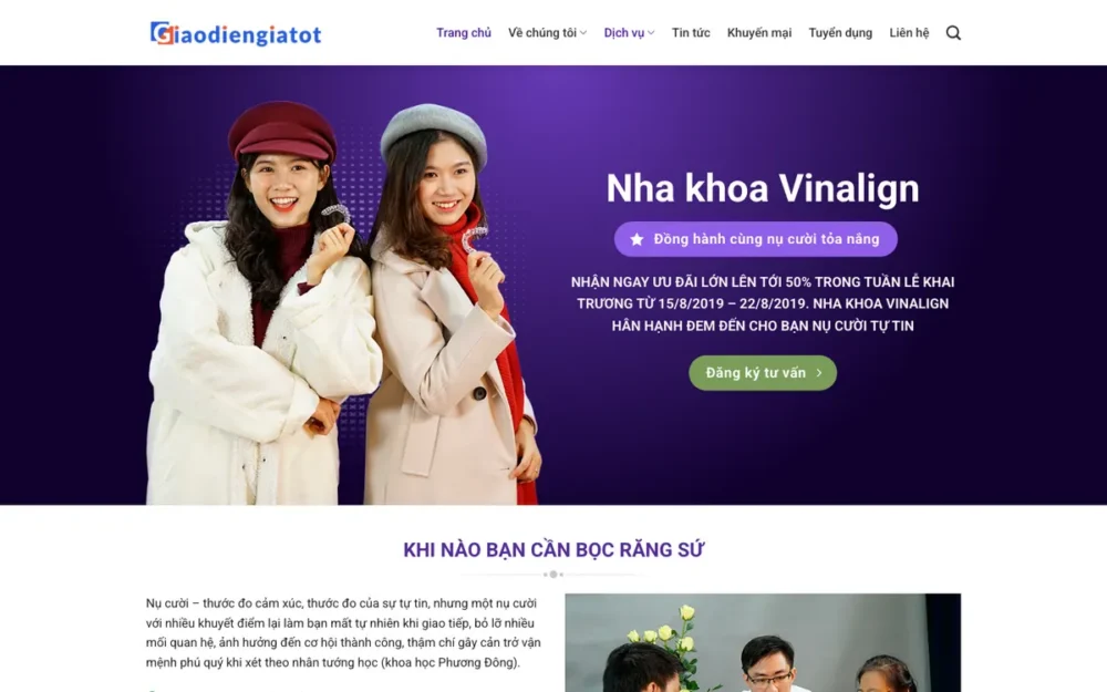 Mẫu Website Nha Khoa Răng Sứ Veneer Tông Tím – NHAKHOA3