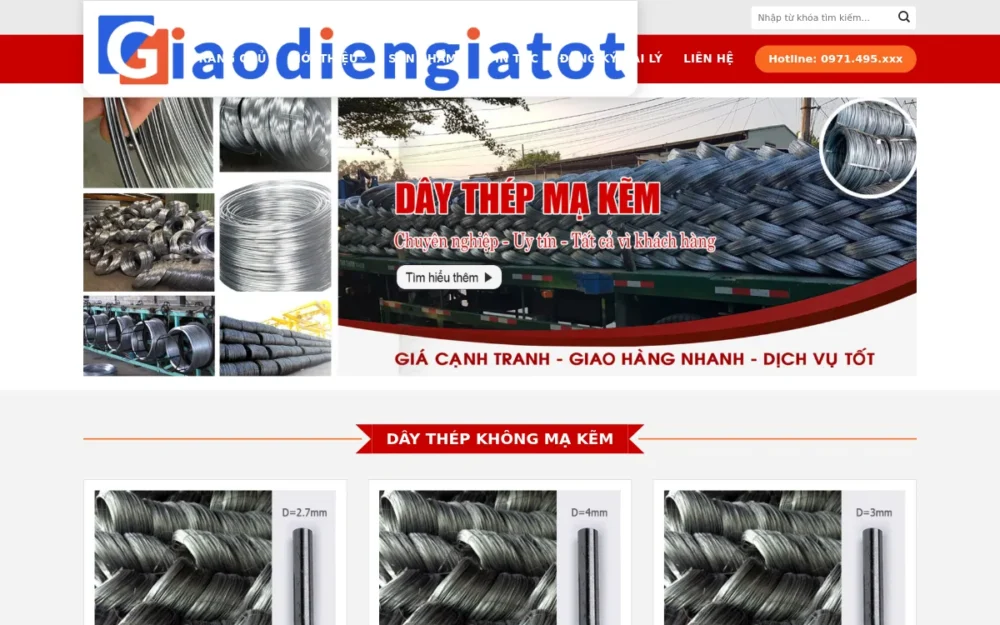 Mẫu Website Nhà Máy Dây Thép Mạ Kẽm – THEP
