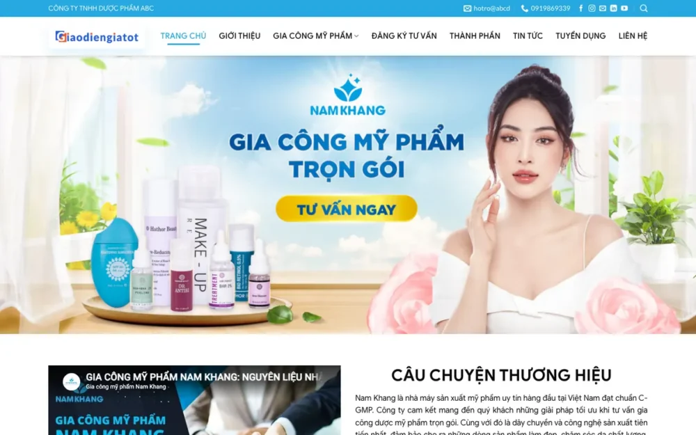 Mẫu Website Nhà Máy Gia Công Mỹ Phẩm Trọn Gói – GIACONG