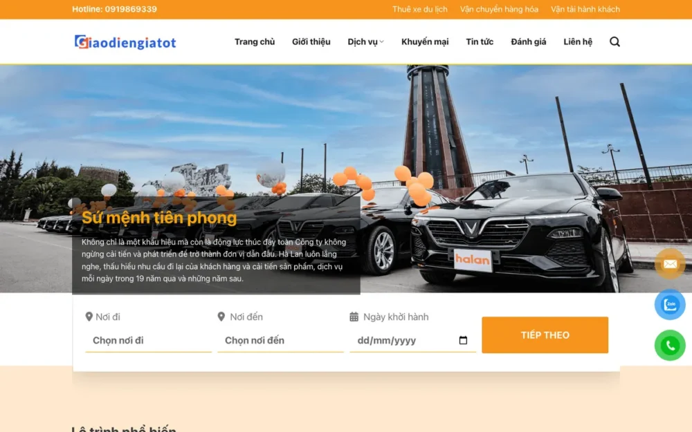 Mẫu Website Nhà Xe Khách Liên Tỉnh Tông Cam – NHAXE