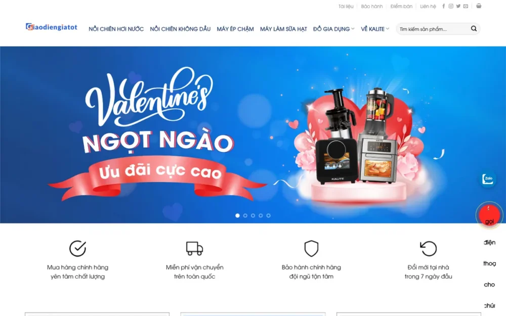 Mẫu Website Thương Hiệu Nồi Chiên & Máy Ép Chậm – GIADUNG2