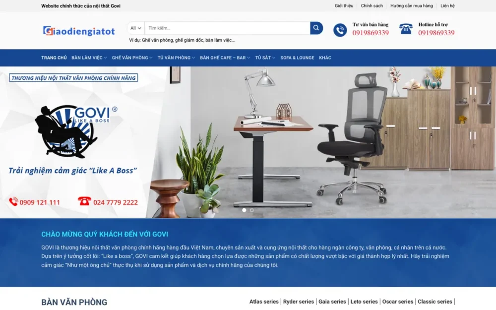 Mẫu Website Nội Thất Văn Phòng, Bàn Ghế Giám Đốc – NOITHATGOVI
