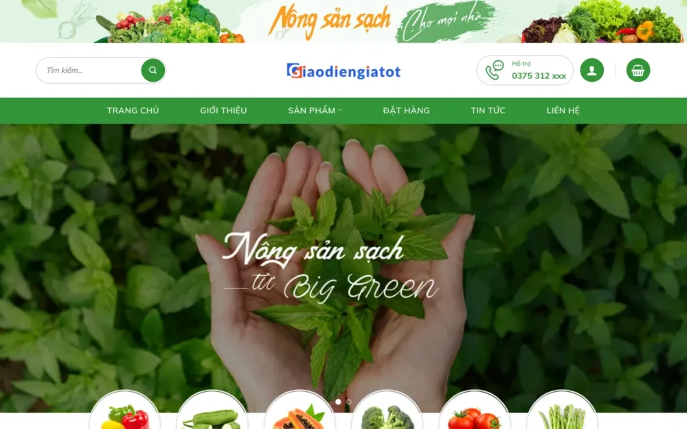 Mẫu Website Nông Sản Tươi & Dụng Cụ Làm Vườn – NONGSAN5