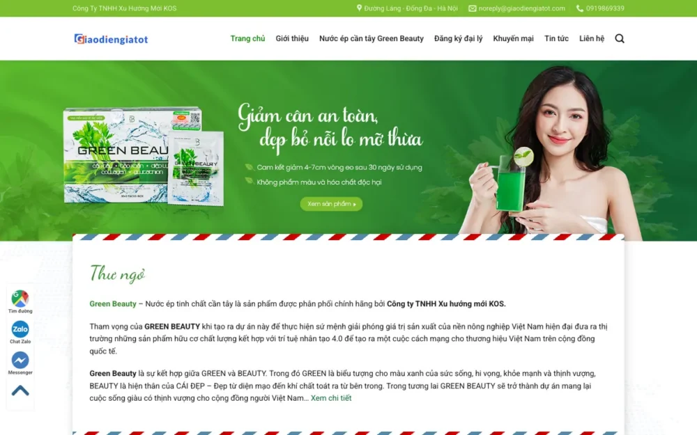 Mẫu Website Thương Hiệu Nước Ép Cần Tây, Tuyển Đại Lý – THUCPHAM21