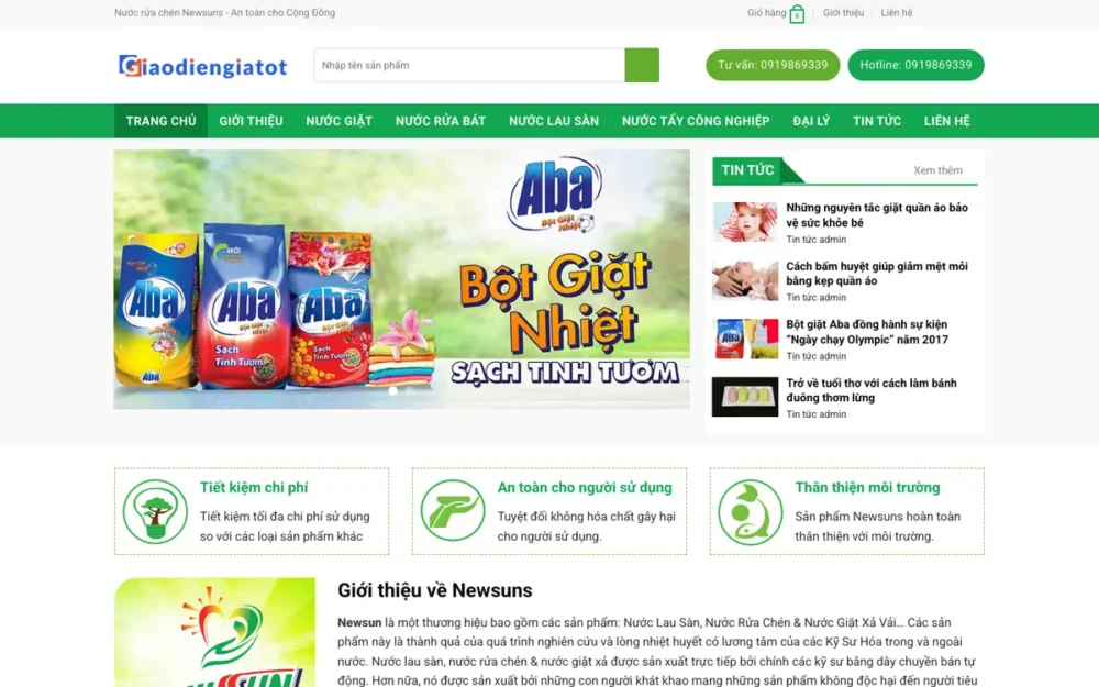 Mẫu Website Nước Giặt, Nước Tẩy Rửa Tuyển Đại Lý – NUOCGIAT