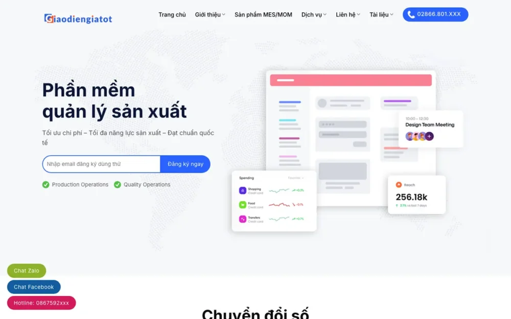 Mẫu Website Phần Mềm Quản Lý Sản Xuất MES – CHUYENDOISO