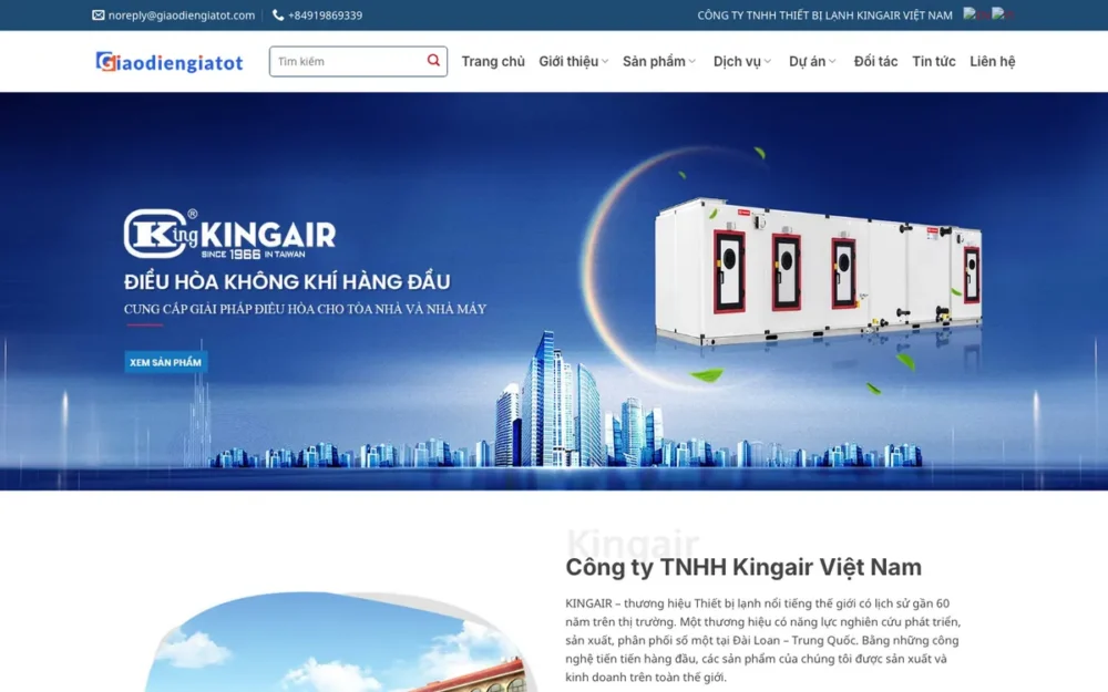 Mẫu Website Phân Phối Điều Hòa Công Nghiệp, Chiller – KINGAIR
