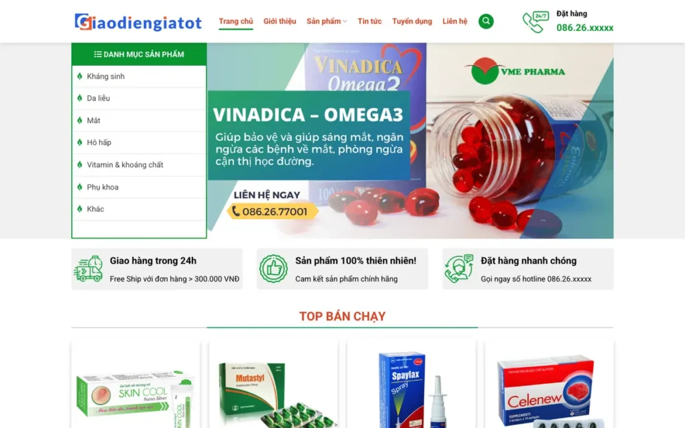 Mẫu Website Phân Phối Dược Phẩm Theo Nhóm Sản Phẩm – DUOCPHAM9