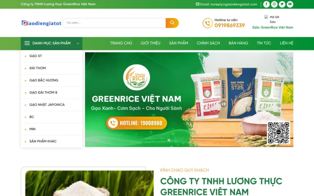 Mẫu Website Phân Phối Gạo Sạch, Tuyển Đại Lý – GAO