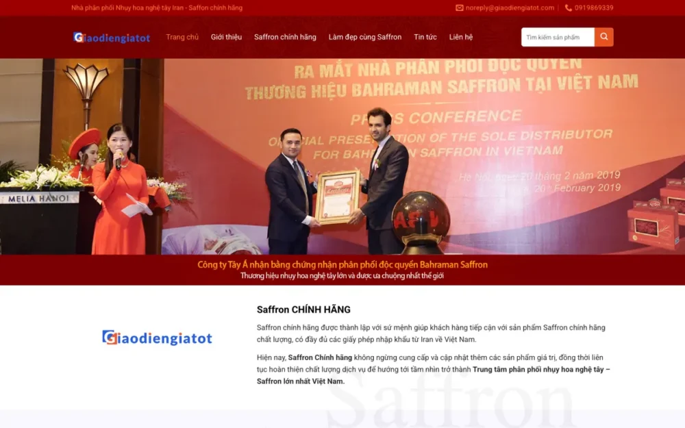 Mẫu Website Phân Phối Nhụy Hoa Nghệ Tây Tông Đỏ – THUCPHAM6