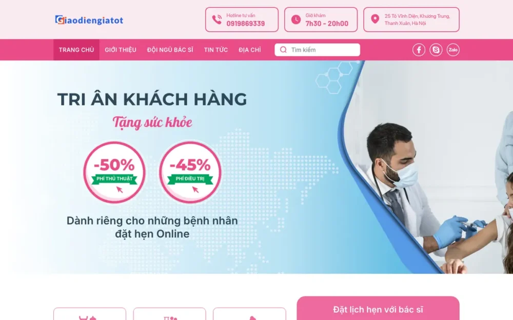 Mẫu Website Phòng Khám Đa Khoa Đặt Hẹn Bác Sĩ – PHONGKHAM08