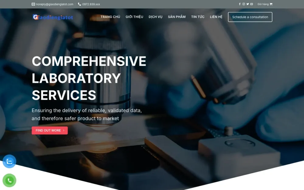 Mẫu Website Phòng Lab Phân Tích, Kiểm Nghiệm – PHONGLAB