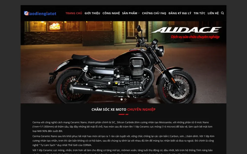 Mẫu Website Phụ Gia & Dầu Nhớt Bảo Dưỡng Động Cơ – MOTOCARE