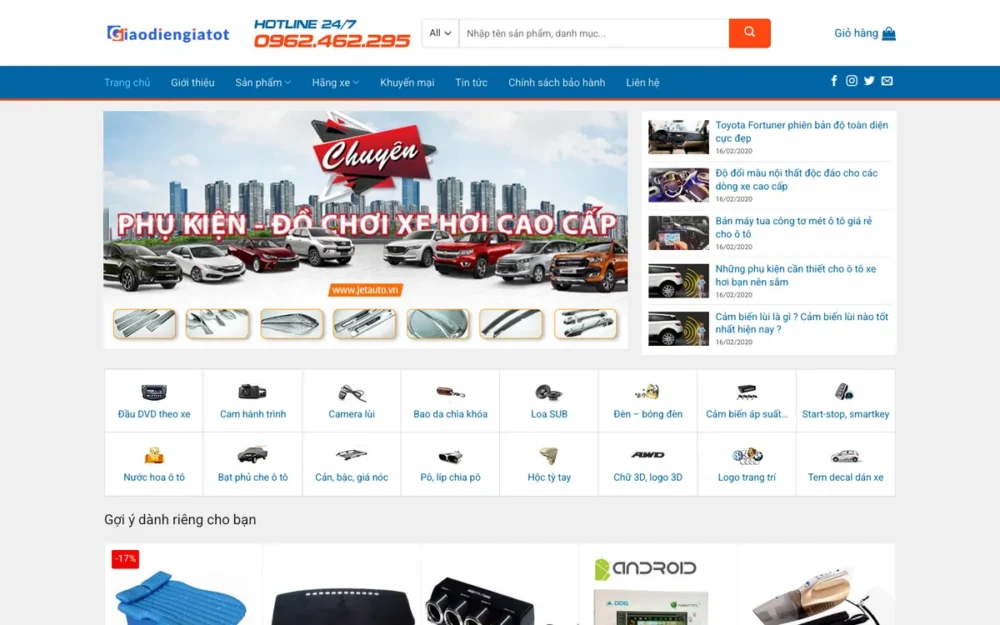 Mẫu Website Phụ Kiện Đồ Chơi Ô Tô Phổ Thông – DOCHOIXE