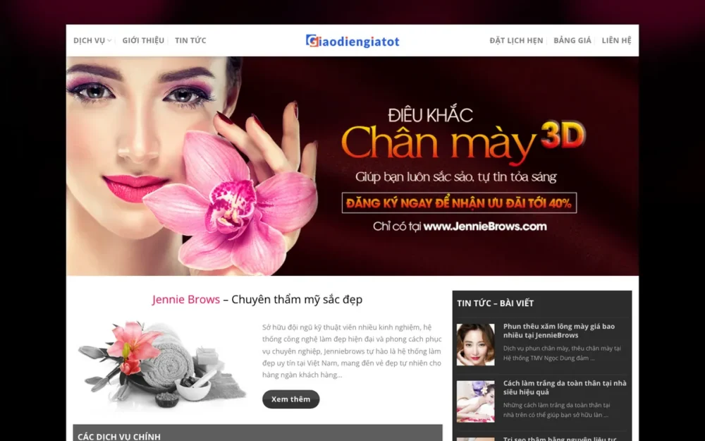 Mẫu Website Phun Xăm Thẩm Mỹ, Điêu Khắc Chân Mày – PHUNXAM