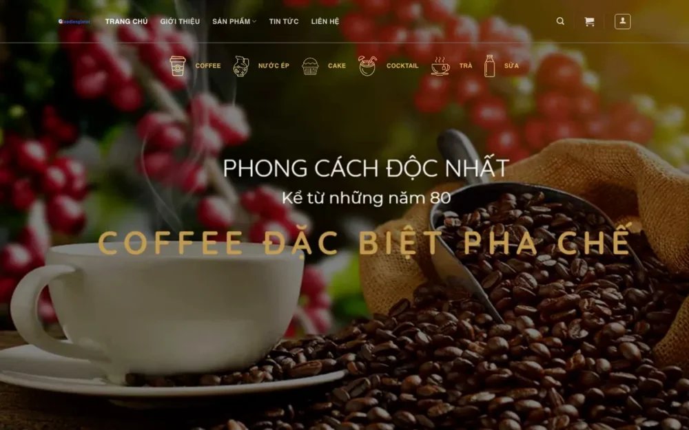 Mẫu Website Quán Cà Phê & Đồ Uống Pha Chế – HALUCAFE