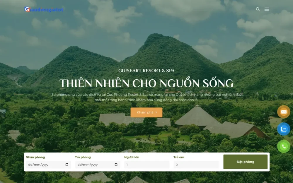Mẫu Website Resort Sinh Thái, Villa & Spa Khoáng Nóng – RESORT