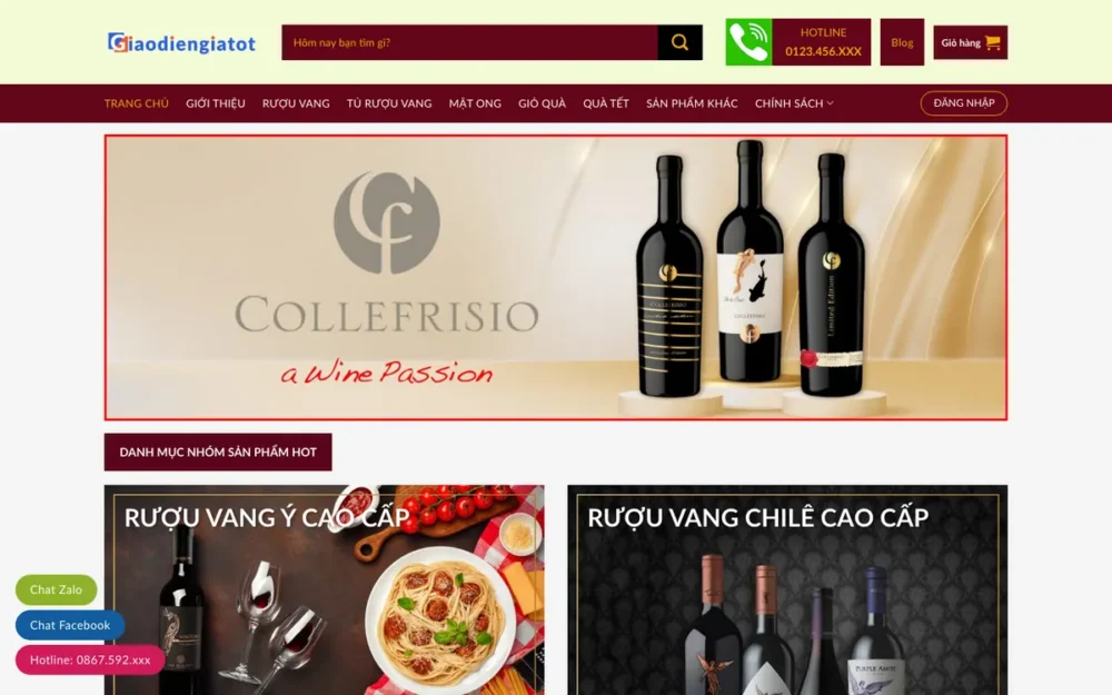 Mẫu Website Rượu Vang Nhập Khẩu & Giỏ Quà Tết – SHOPRUOU2