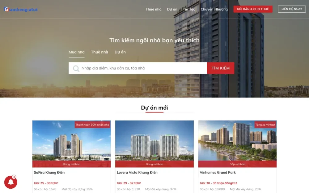 Mẫu Website Sàn Căn Hộ Ký Gửi, Tính Vay Mua Nhà – CANHO