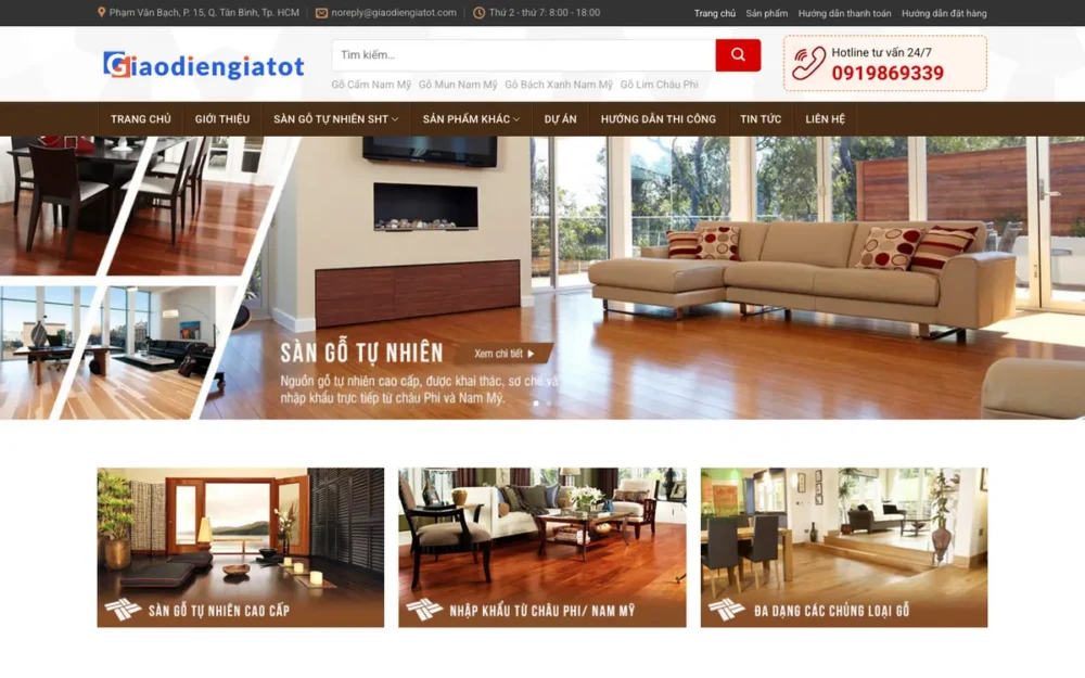 Mẫu Website Sàn Gỗ Tự Nhiên Nhập Khẩu & Thi Công – SANGO
