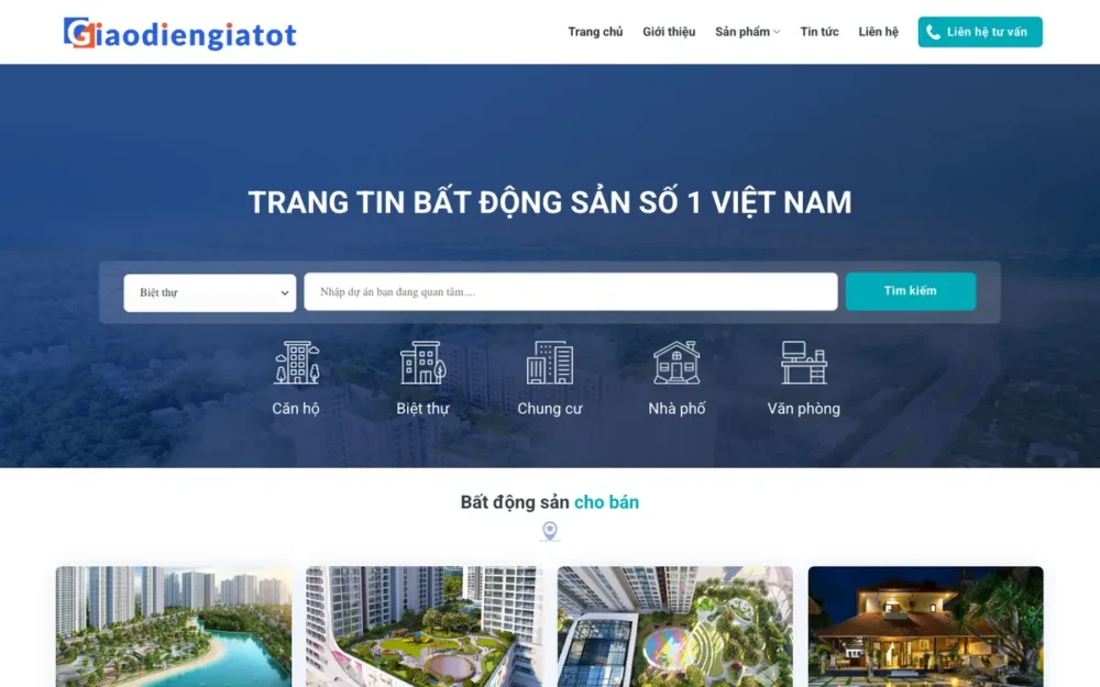 Mẫu Website Sàn Niêm Yết Bất Động Sản 5 Loại Hình – BDS12