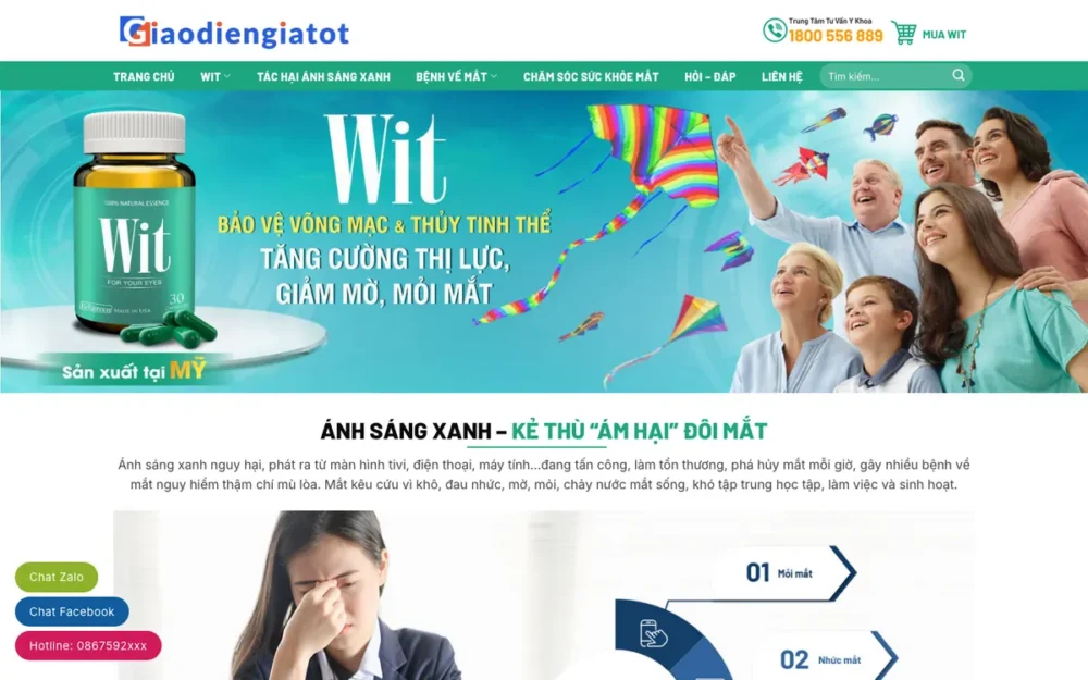 Mẫu Website Sản Phẩm Chăm Sóc Mắt Kèm Kiến Thức – DUOCPHAM8