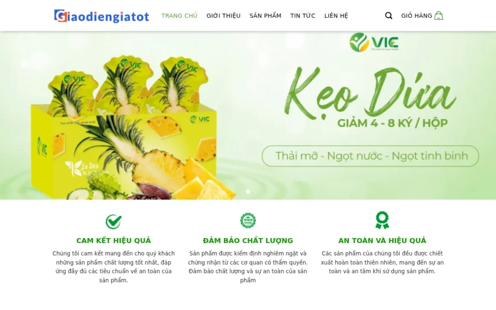 Mẫu Website Sản Phẩm Giảm Cân Dạng Kẹo, Bán Combo – THUCPHAM17