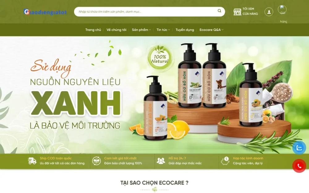 Mẫu Website Sản Phẩm Hữu Cơ, Tinh Dầu Thiên Nhiên – DUOCLIEUSACH
