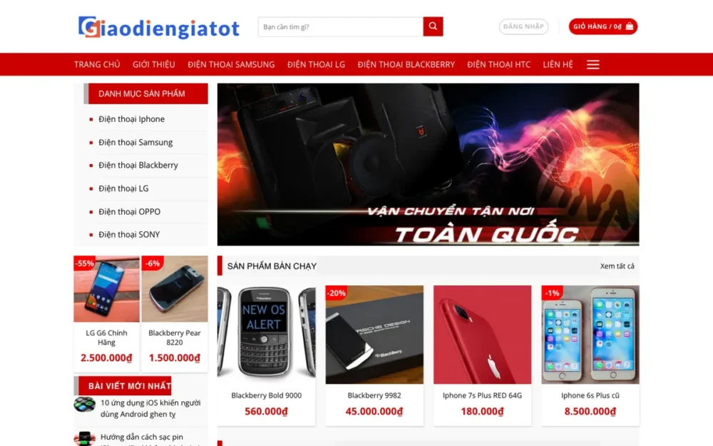 Mẫu Website Shop Điện Thoại Theo Hãng Có Sidebar – SHOPDIENTHOAI2