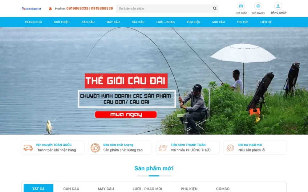 Mẫu Website Shop Đồ Câu Cá, Cần Và Máy Câu – CAUCAKHANHCHI