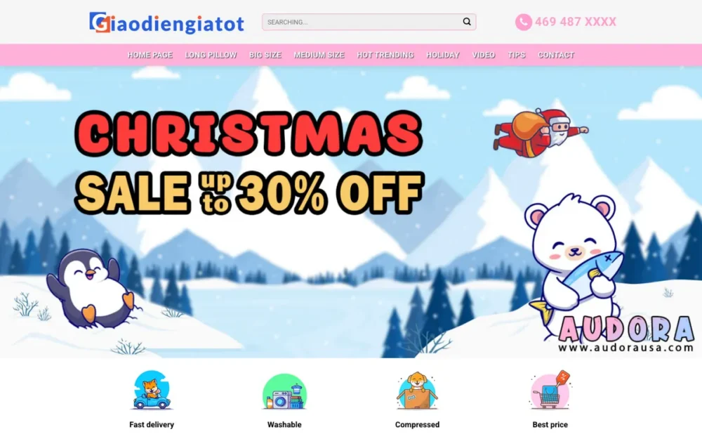 Mẫu Website Shop Gấu Bông, Gối Ôm Quà Tặng – GAUBONG