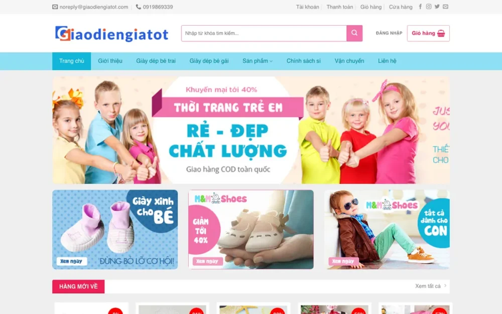 Mẫu Website Shop Giày Dép & Phụ Kiện Trẻ Em – BABYSHOP2