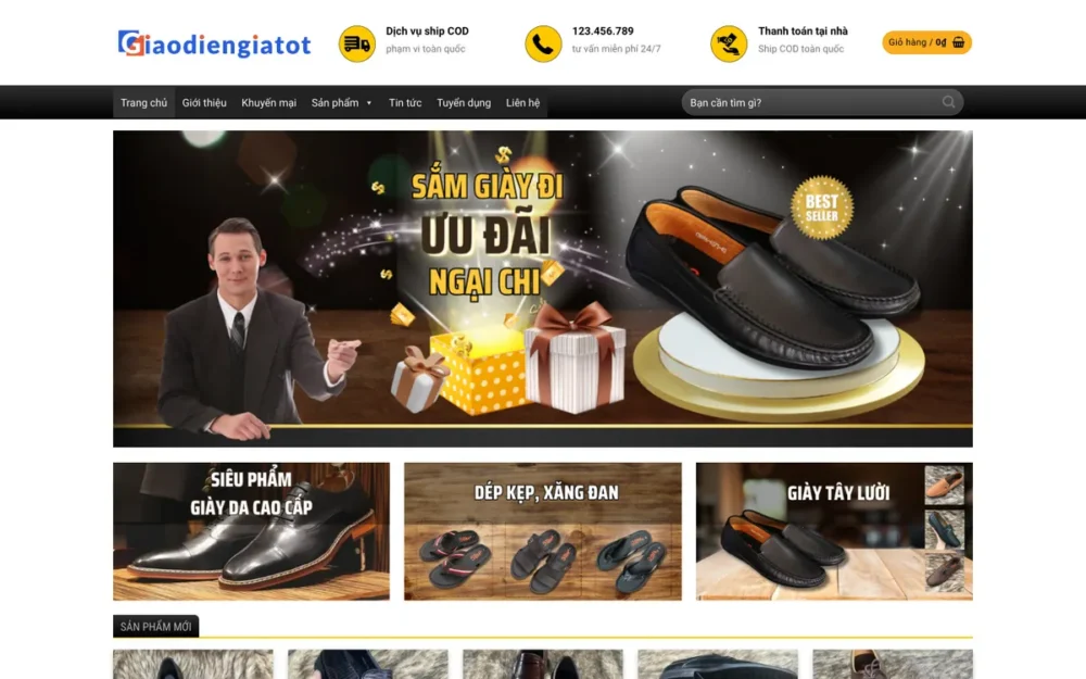 Mẫu Website Shop Giày Tây Nam & Dép Da – GIAYNAM