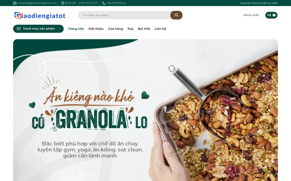 Mẫu Website Shop Granola, Bơ Hạt Ăn Kiêng – THUCPHAMSACH